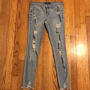 Aero low rise light wash ripped jeans